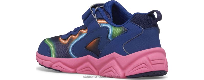 flash 3.0 a/c-sneaker kinderen Saucony64BDR975 neon/blauw/roze