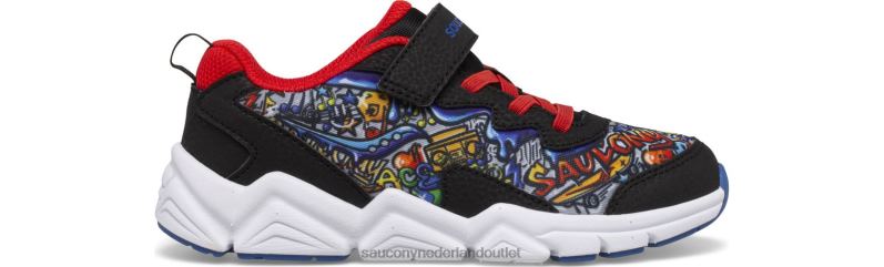 flash 3.0 a/c-sneaker kinderen Saucony64BDR977 zwart/rood/graffiti