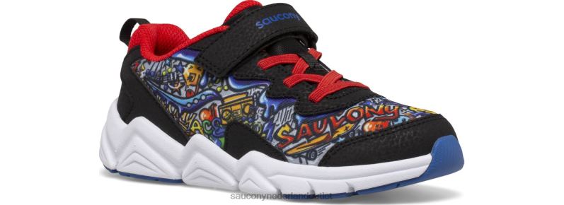 flash 3.0 a/c-sneaker kinderen Saucony64BDR977 zwart/rood/graffiti