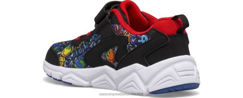 flash 3.0 a/c-sneaker kinderen Saucony64BDR977 zwart/rood/graffiti