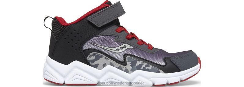 flash mid a/c sneaker kinderen Saucony64BDR1013 grijs/rood