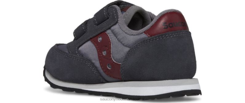 jazz klittenband sneaker kinderen Saucony64BDR951 grijs/donkerrood