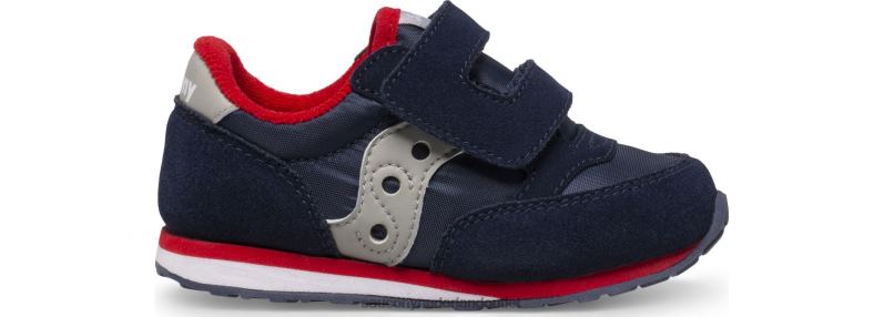 jazz klittenband sneaker kinderen Saucony64BDR952 marine/grijs/rood