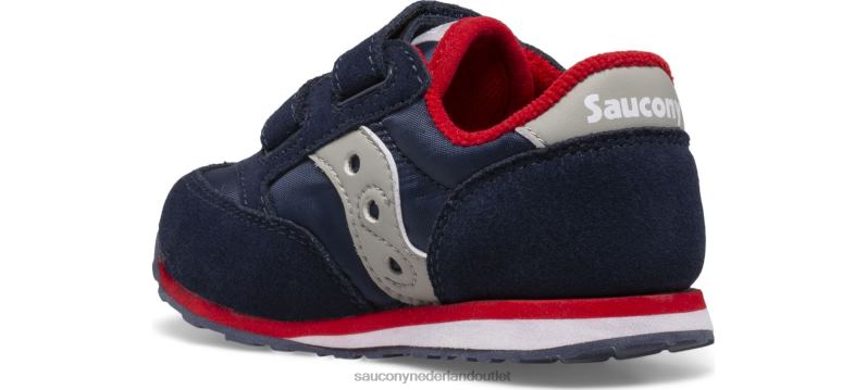 jazz klittenband sneaker kinderen Saucony64BDR952 marine/grijs/rood