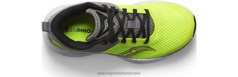kinvara 14 sneaker kinderen Saucony64BDR1001 citroen/grijs