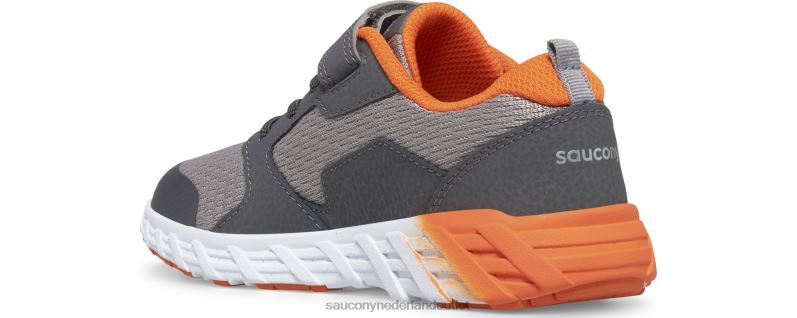 wind 2.0 a/c sneaker kinderen Saucony64BDR872 grijs/oranje