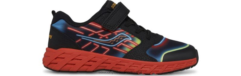 wind 2.0 a/c sneaker kinderen Saucony64BDR875 neon/zwart/rood