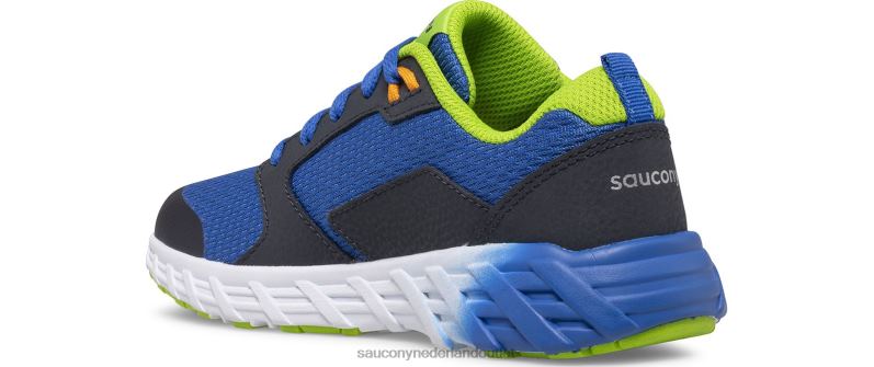 wind 2.0 vetersneaker kinderen Saucony64BDR937 blauw groen