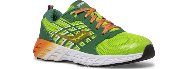 wind 2.0 vetersneaker kinderen Saucony64BDR938 groen/oranje