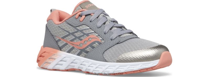 wind 2.0 vetersneaker kinderen Saucony64BDR939 grijs/koraal