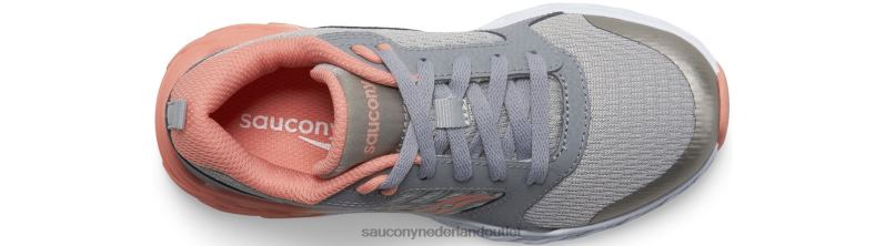 wind 2.0 vetersneaker kinderen Saucony64BDR939 grijs/koraal