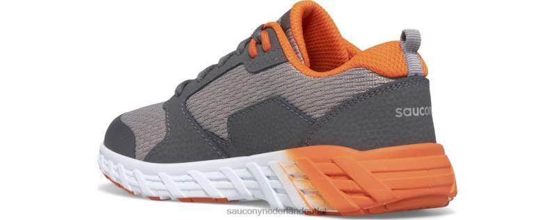 wind 2.0 vetersneaker kinderen Saucony64BDR940 grijs/oranje