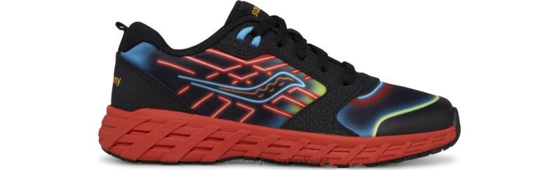 wind 2.0 vetersneaker kinderen Saucony64BDR942 neon/zwart/rood
