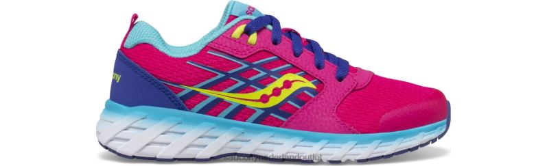 wind 2.0 vetersneaker kinderen Saucony64BDR943 roze/blauw/groen