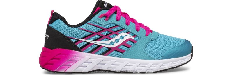wind 2.0 vetersneaker kinderen Saucony64BDR945 turkoois/roze/zwart