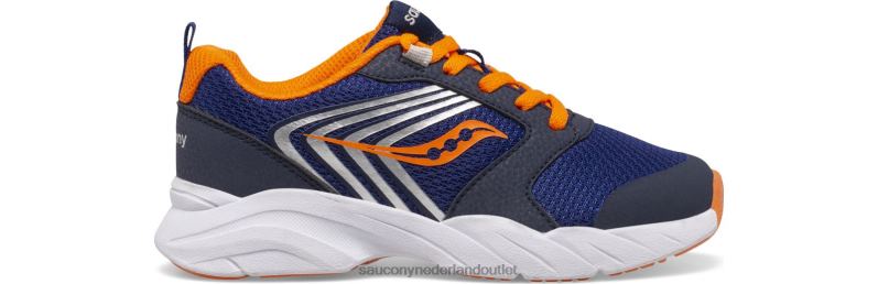 windfst sneaker met veters kinderen Saucony64BDR866 marine/oranje