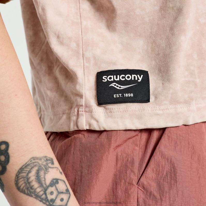 afwikkelen crop korte mouw vrouwen Saucony64BDR765 sepia roos