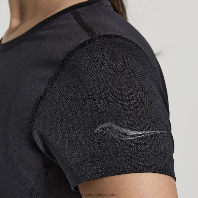 stopwatch grafische korte mouw vrouwen Saucony64BDR738 zwarte afbeelding