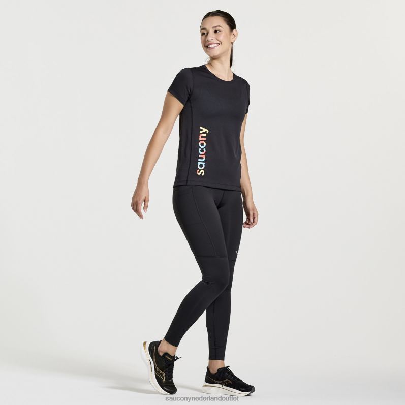 stopwatch grafische korte mouw vrouwen Saucony64BDR738 zwarte afbeelding