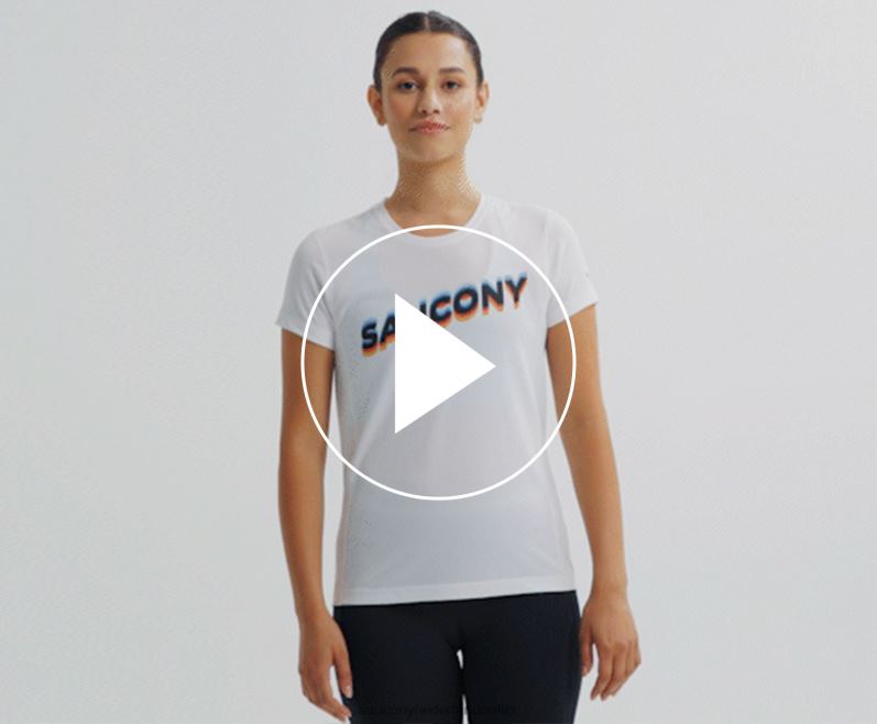 stopwatch grafische korte mouw vrouwen Saucony64BDR740 witte afbeelding