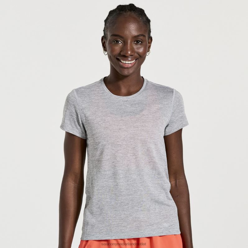 stopwatch korte mouw vrouwen Saucony64BDR732 lichtgrijze heide