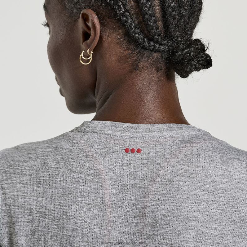 stopwatch korte mouw vrouwen Saucony64BDR732 lichtgrijze heide