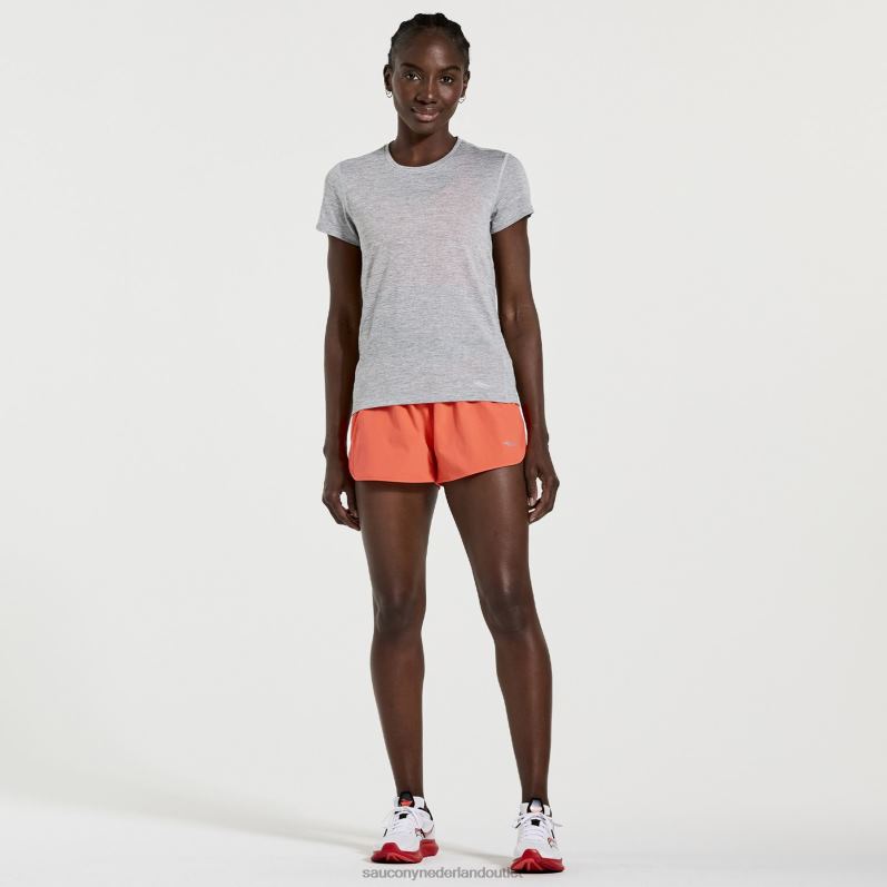 stopwatch korte mouw vrouwen Saucony64BDR732 lichtgrijze heide