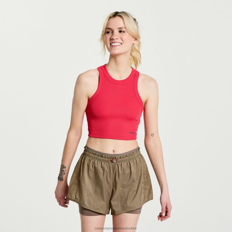verhoogde crop top vrouwen Saucony64BDR771 roos