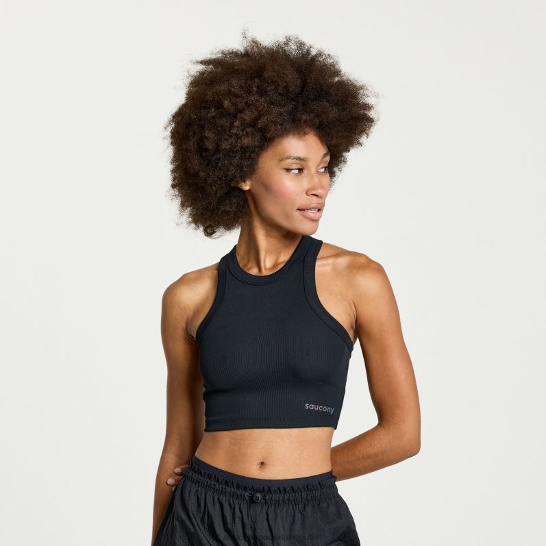 verhoogde crop top vrouwen Saucony64BDR772 zwart