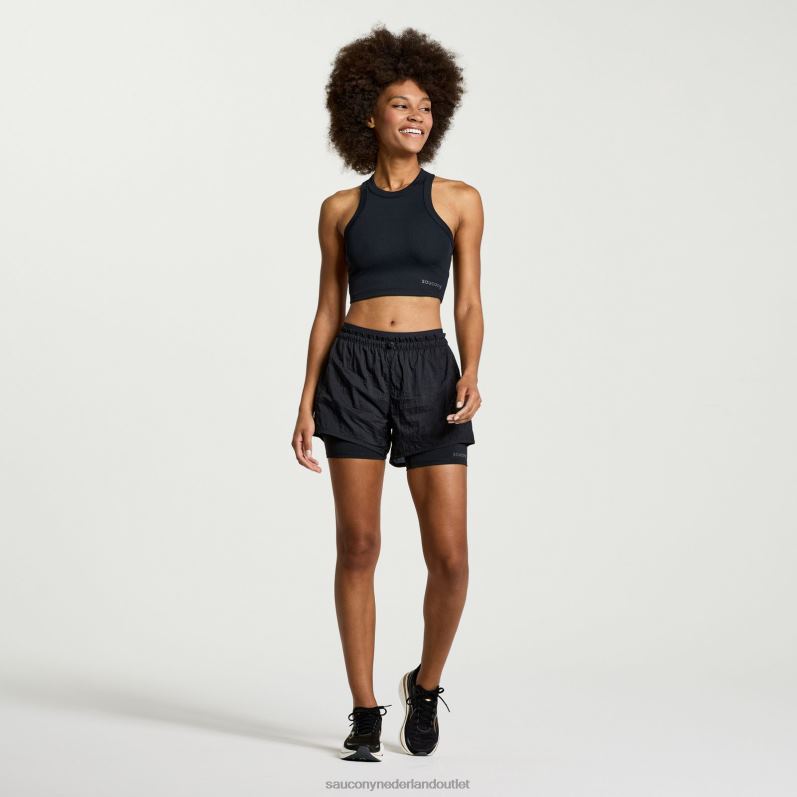 verhoogde crop top vrouwen Saucony64BDR772 zwart