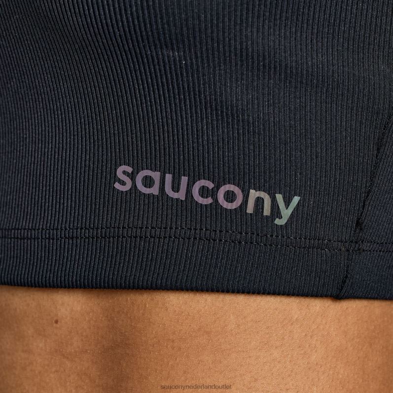 verhoogde crop top vrouwen Saucony64BDR772 zwart