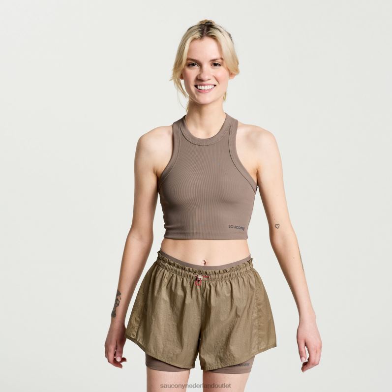 verhoogde crop top vrouwen Saucony64BDR773 omber