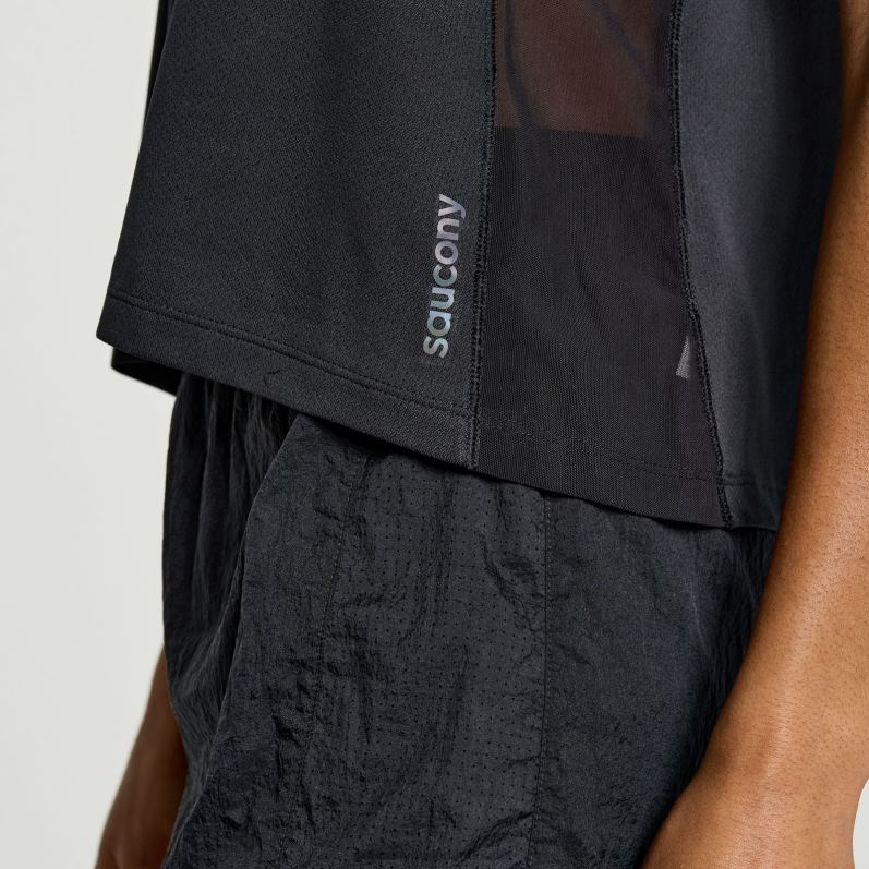 verhoogde tanktop vrouwen Saucony64BDR750 zwart