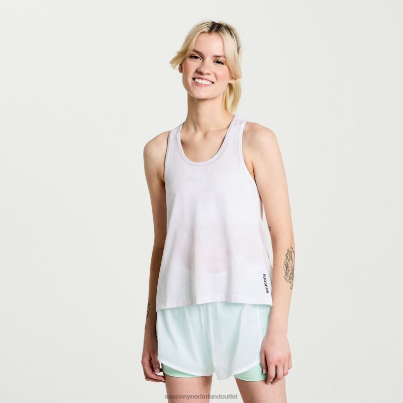verhoogde tanktop vrouwen Saucony64BDR751 witte tie-dye print
