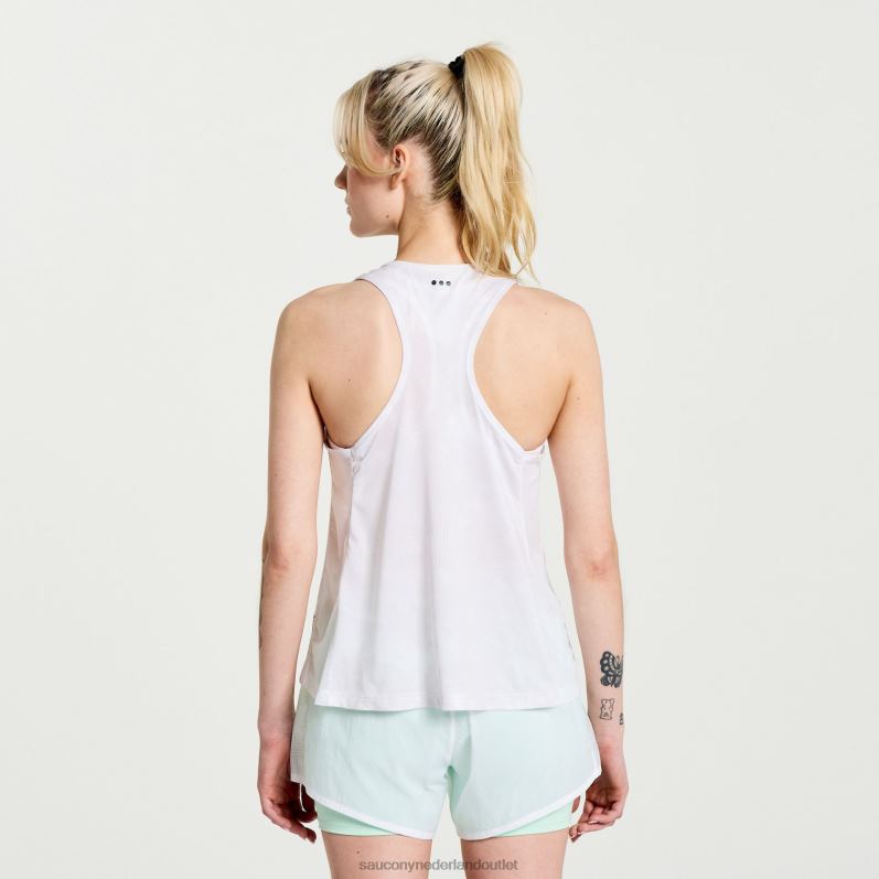 verhoogde tanktop vrouwen Saucony64BDR751 witte tie-dye print