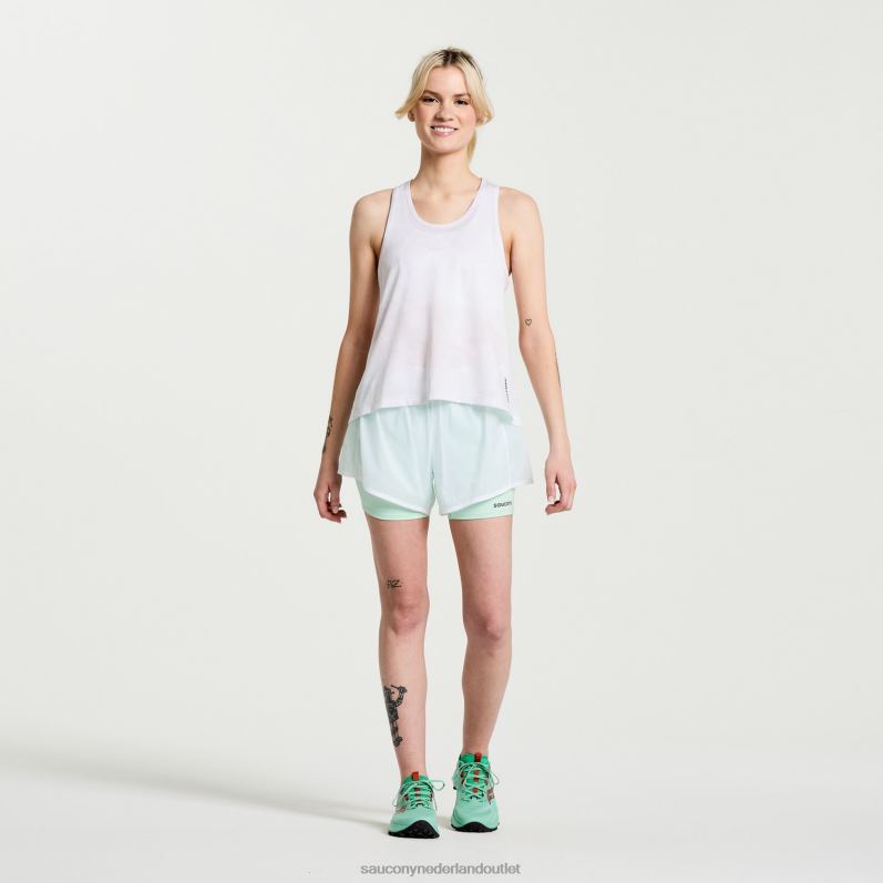 verhoogde tanktop vrouwen Saucony64BDR751 witte tie-dye print